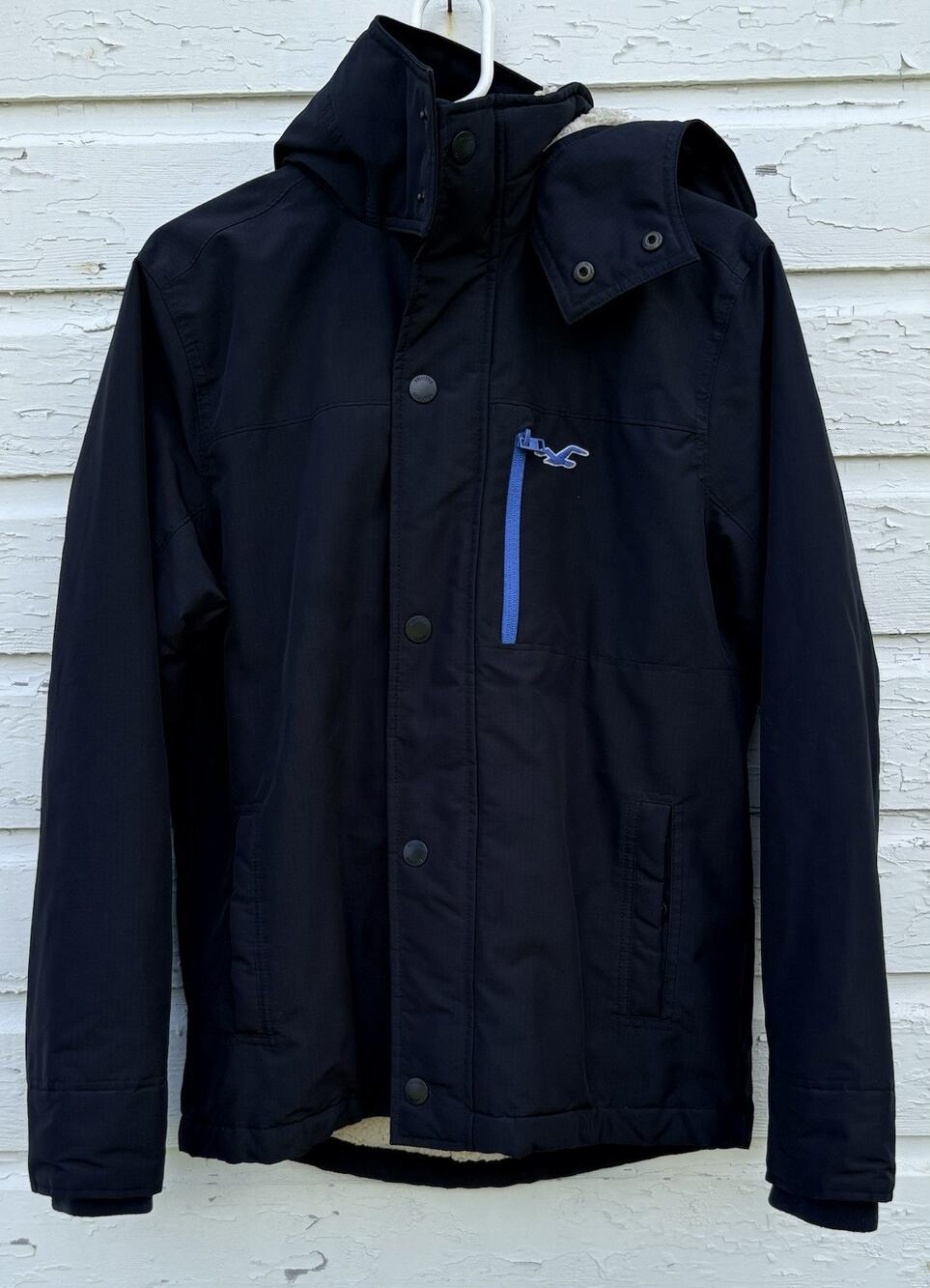 Hollister All Weather Mens Sherpa Lined Parka Jacket Small Classic Preppy Black